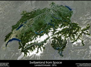 Cloud-free Mosaic generated from all observations in 2016 captured by the satellite Landsat 8 over Switzerland using the Swiss Data Cube.